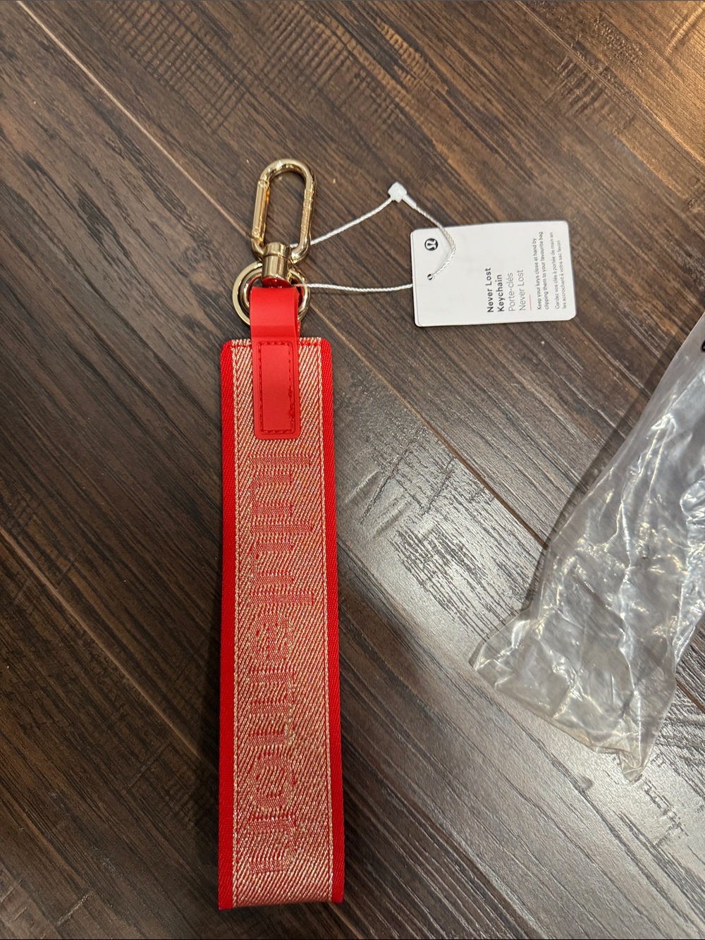 lululemon athletica Red Woven Key & Card Holder with Gold Hardware